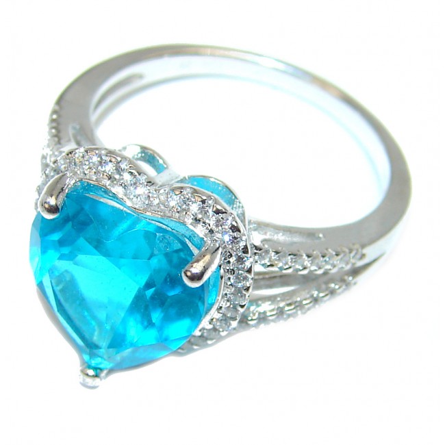 35.5 carat Swiss Blue Topaz .925 Sterling Silver handmade Ring size 8 1/4