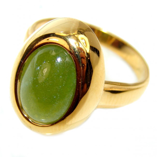 Authentic 20ct Green Tourmaline Yellow gold over .925 Sterling Silver brilliantly handcrafted ring s. 9