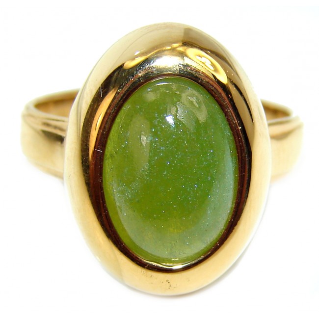 Authentic 20ct Green Tourmaline Yellow gold over .925 Sterling Silver brilliantly handcrafted ring s. 9