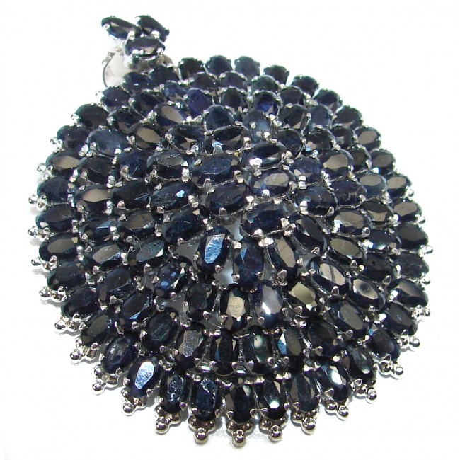 Classy Blue Beauty genuine Sapphire .925 Sterling Silver handmade Pendant - Brooch