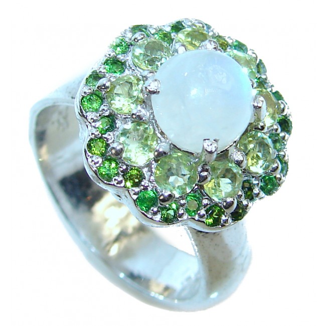 Spectacular Agate Peridot .925 Sterling Silver stack up ring; s. 8 1/4