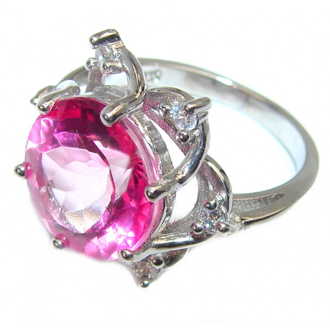 Sweet Heart Pink Topaz .925 Silver handcrafted Ring s. 6 1/4