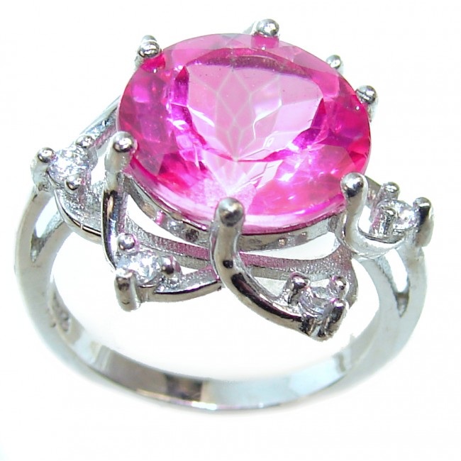Sweet Heart Pink Topaz .925 Silver handcrafted Ring s. 6 1/4