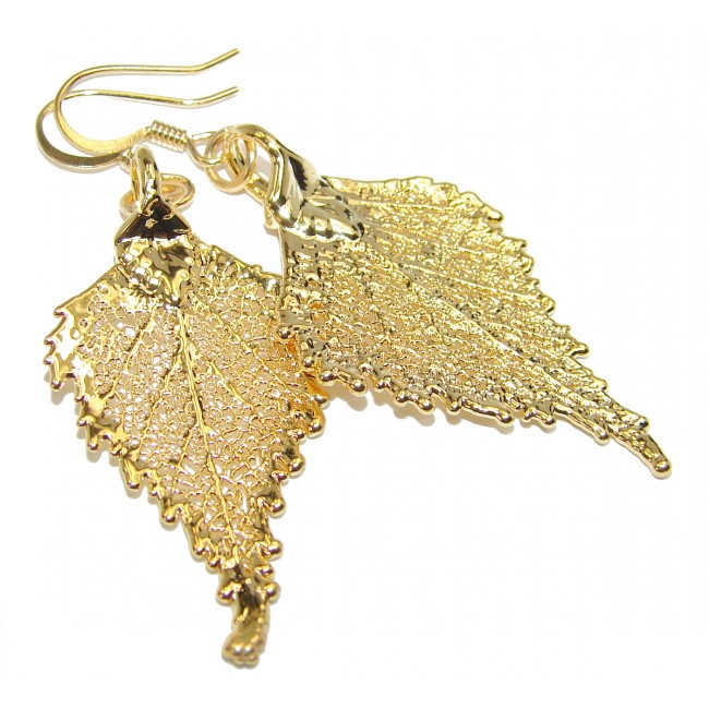 Real Japanese Maple Leaves Dipped In 18K Gold over .925 Sterling Silver earrings