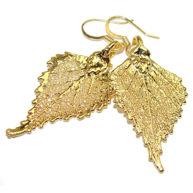 Real Japanese Maple Leaves Dipped In 18K Gold over .925 Sterling Silver earrings