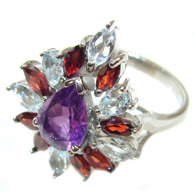 Lilac Beauty Vintage Style 3.2 carat Amethyst .925 Sterling Silver handmade Cocktail Ring s. 8