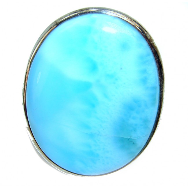 Natural Larimar .925 Sterling Silver handcrafted Ring s. 10