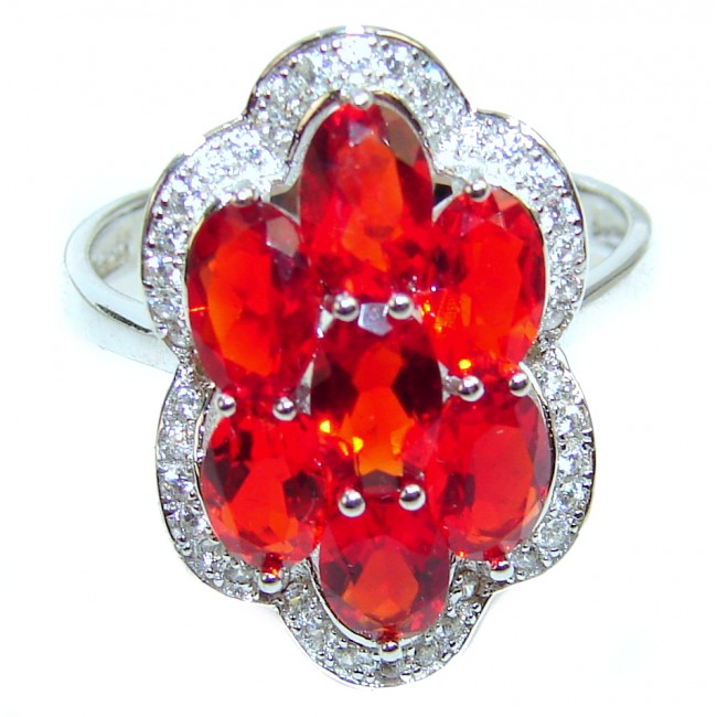 Authentic Red Helenite .925 Sterling Silver ring s. 8