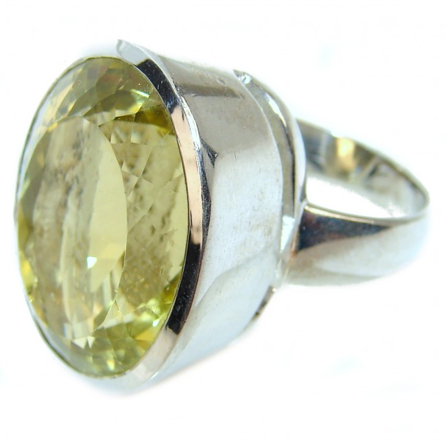 Royal Design 88ct Lemon Topaz 18K yellow Gold .925 Sterling Silver handmade ring size 6