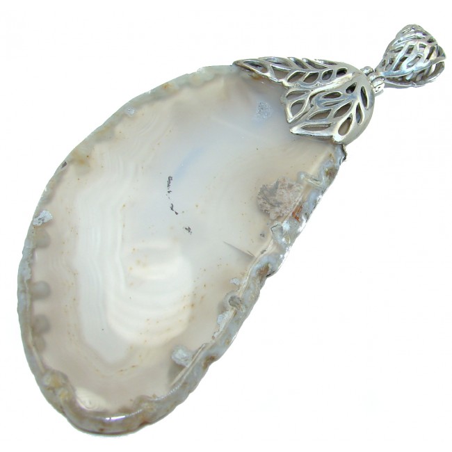Huge 4.5 inches Fabuloue Scentic Agate .925 Sterling Silver handmade pendant