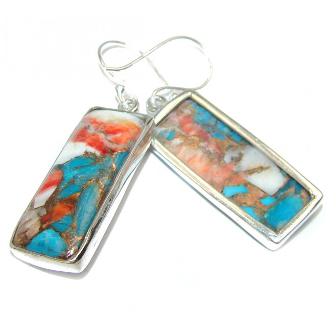 Genuine Oyster Turquoise .925 Sterling Silver handcrafted Earrings