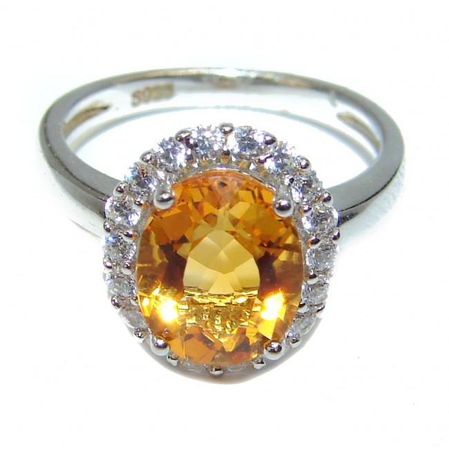 Vintage Style oval cut 6.5 carat Citrine .925 Sterling Silver handmade Ring s. 6