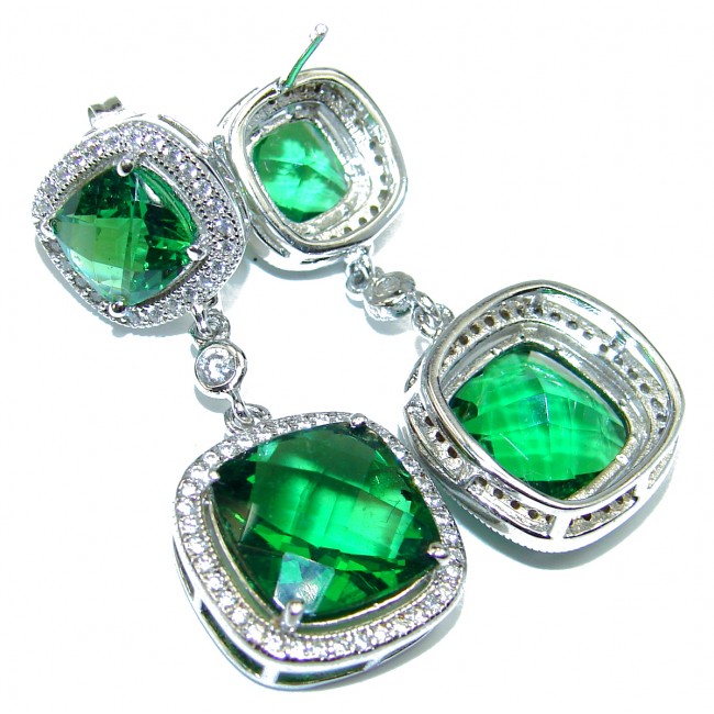 Superior quality 15.2 carat Fresh Green Helenite .925 Sterling Silver earrings