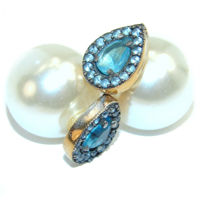 13mm wide Precious Pearl .925 Sterling Silver handmade reversible earrings