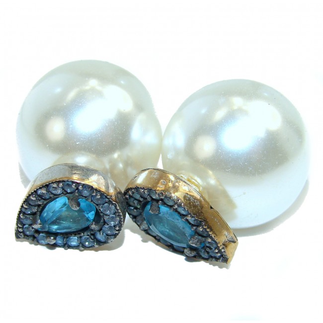 13mm wide Precious Pearl .925 Sterling Silver handmade reversible earrings
