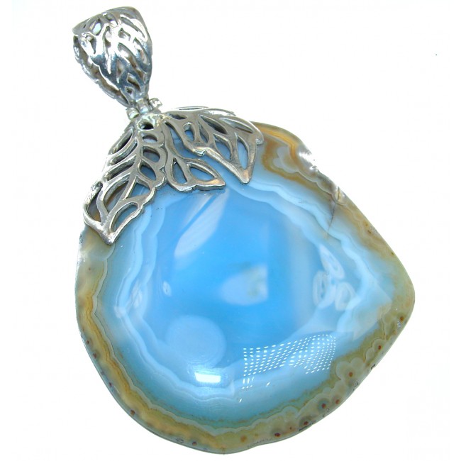 Pure Perfection Natural Botswana Agate .925 Sterling Silver handmade Pendant