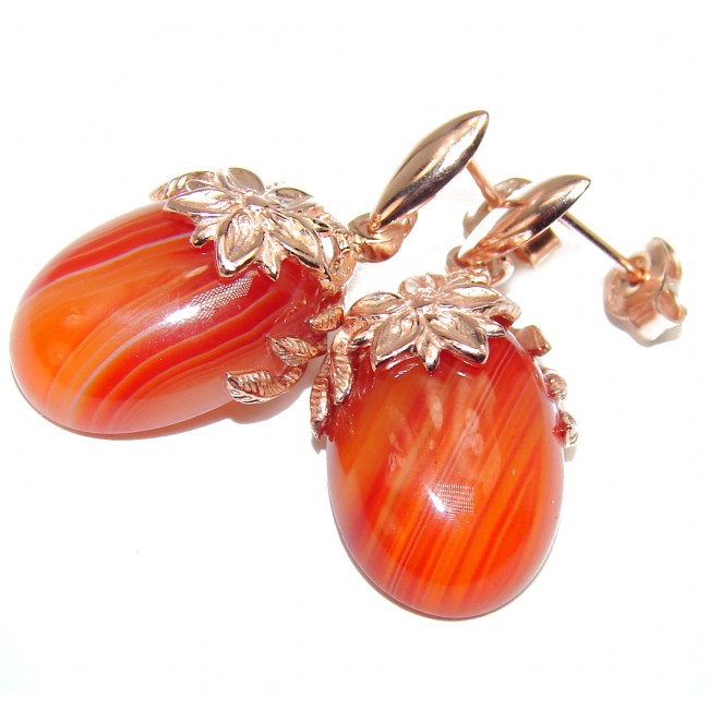 Sublime Orange Carnelian 18K Gold over .925 Sterling Silver handmade earrings