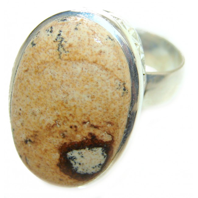 Huge Picture Jasper .925 Sterling Silver handcrafted ring s. 8 1/4