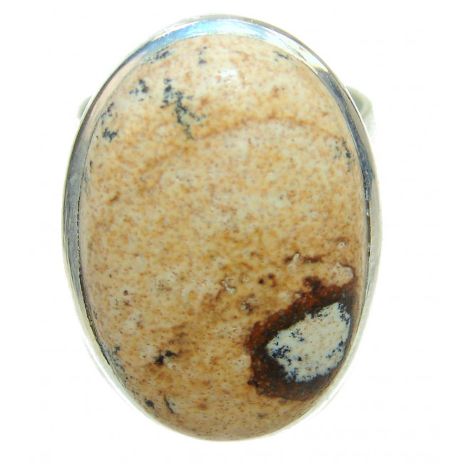 Huge Picture Jasper .925 Sterling Silver handcrafted ring s. 8 1/4
