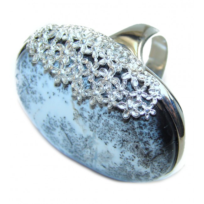Top Quality Dendritic Agate .925 Sterling Silver hancrafted Ring s. 6 3/4