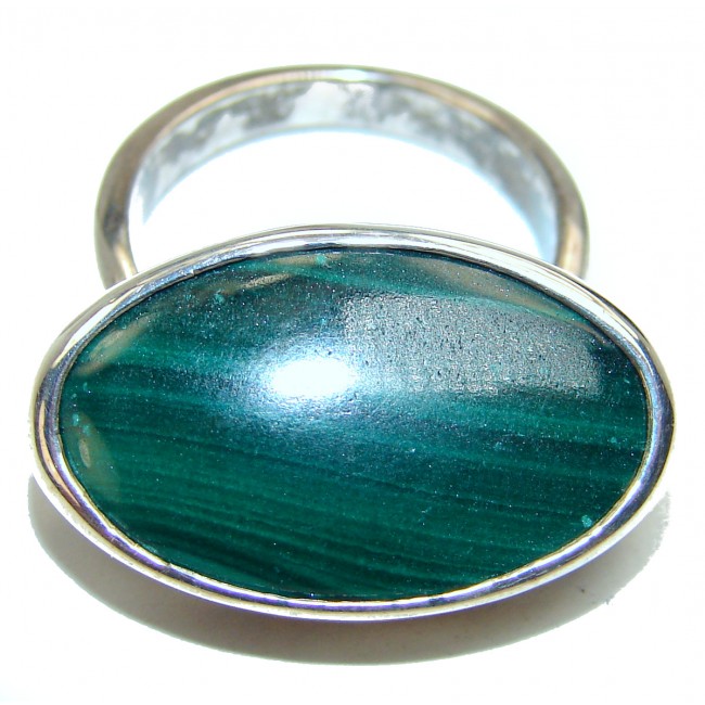 Natural Sublime quality Malachite .925 Sterling Silver handcrafted ring size 8 1/4