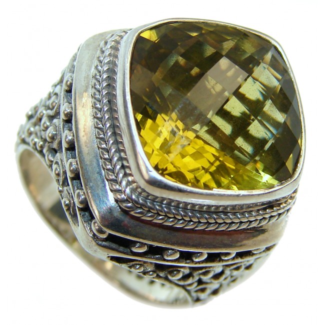 Vintage Style oval cut 18.5 carat Citrine .925 Sterling Silver handmade Ring s. 7 1/4
