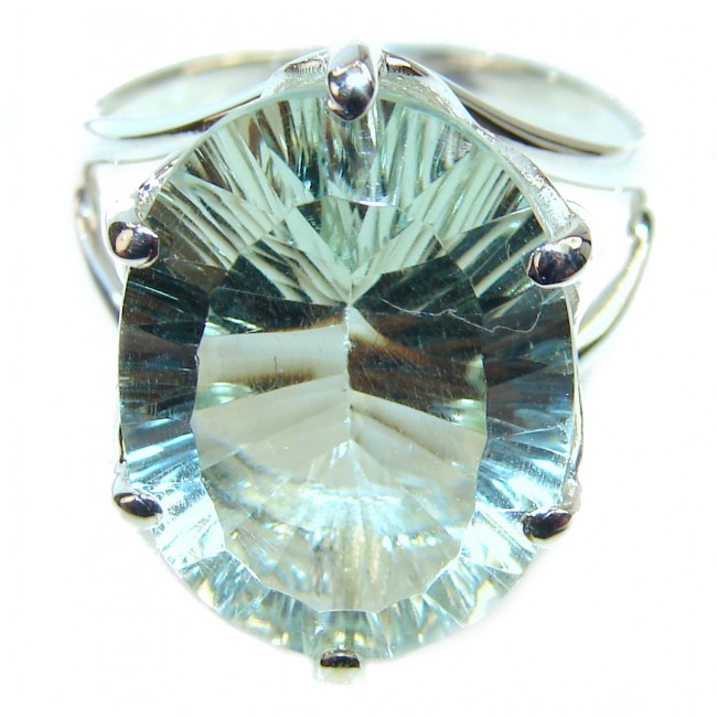 Best quality Green Amethyst .925 Sterling Silver handcrafted Ring Size 9 3/4
