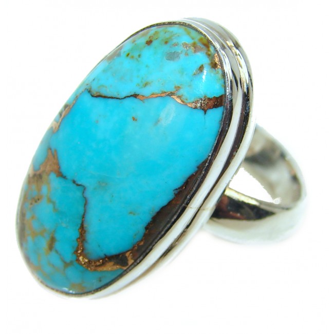 Authentic Turquoise 14k Gold over .925 Sterling Silver ring; s. 7