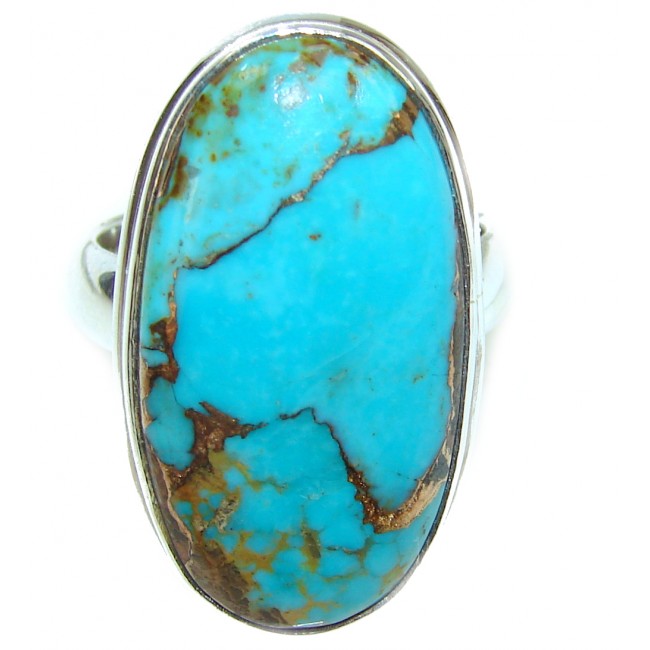 Authentic Turquoise 14k Gold over .925 Sterling Silver ring; s. 7