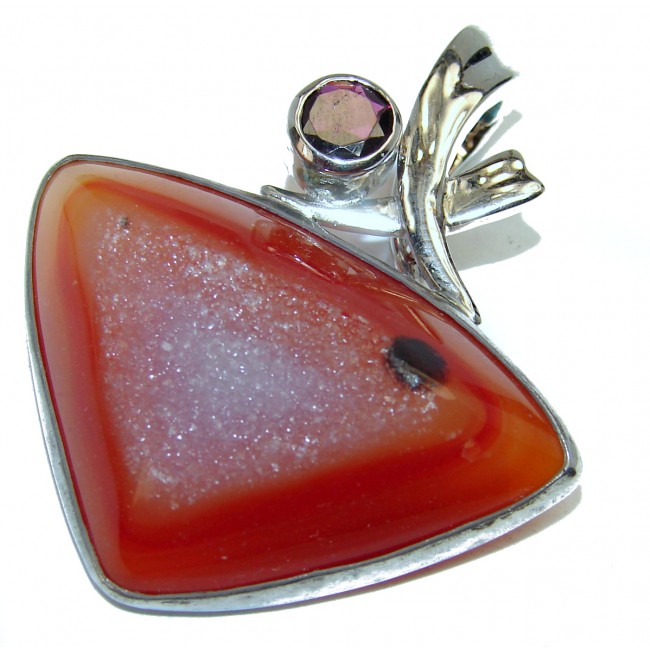 Natural Agate Druzy .925 Sterling Silver Pendant