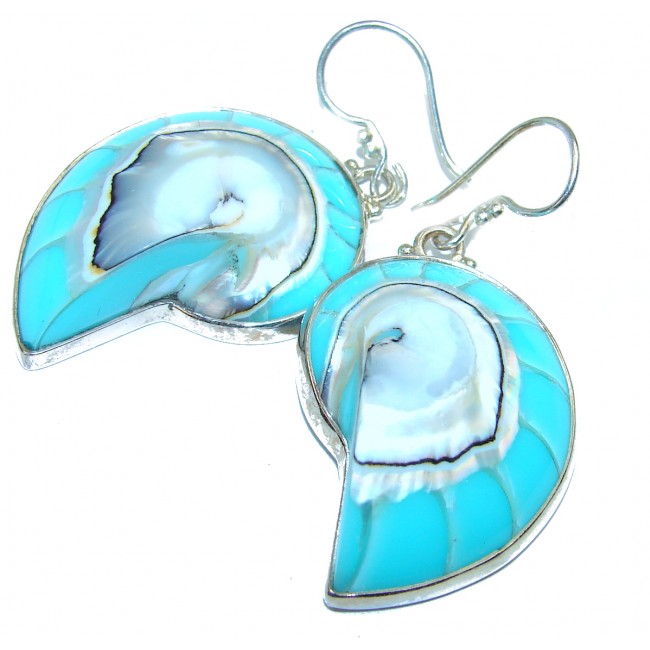 Huge Simple Beauty Mint Shell Sterling Silver earrings