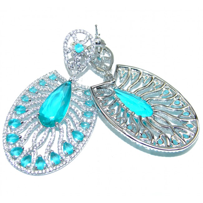 Hollywood Style Apatite quartz 14K White Gold over .925 Sterling Silver earrings