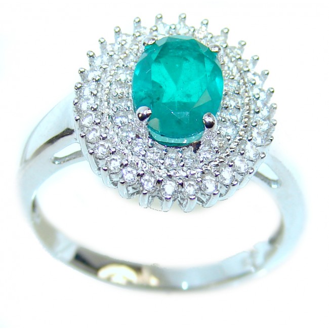 Emerald Cut 5.6 carat Paraiba Tourmaline .925 Sterling Silver handcrafted Statement Ring size 7