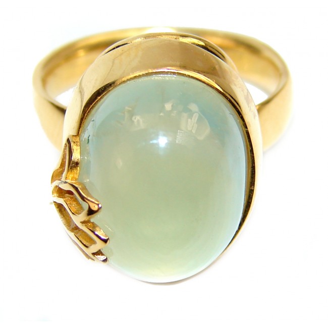 LARGE Natural Prehnite 18K Gold over .925 Sterling Silver handmade ring s. 8