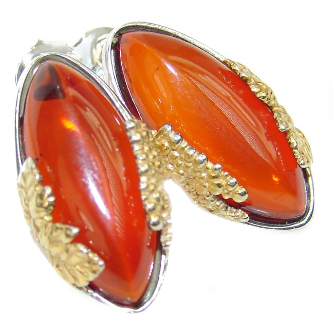 Genuine Baltic Polish Amber .925 Sterling Silver Earrings