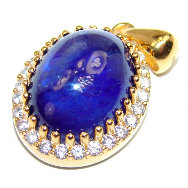 18.5 carat genuine Sapphire 18K Gold over .925 Sterling Silver handmade Pendant