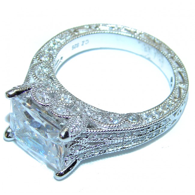 White Topaz .925 Sterling Silver Cocktail Ring s. 7