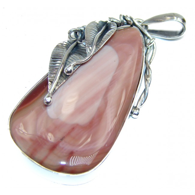 Perfect quality Imperial Jasper .925 Sterling Silver handmade HUGE Pendant