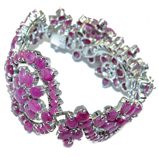 Luxury Authentic Ruby .925 Sterling Silver handmade Large Bracelet