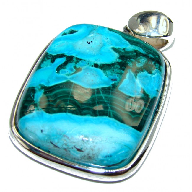 Beautiful Chrysocolla .925 Sterling Silver handcrafted Pendant