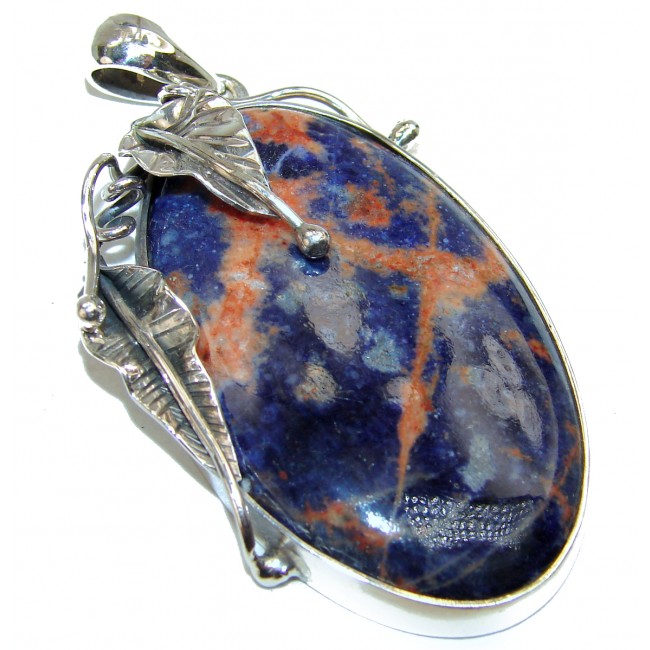 Precious Sodalite .925 Sterling Silver handmade pendant
