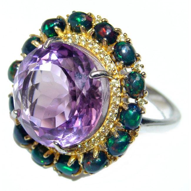 Vintage Style 18.2 carat Amethyst .925 Sterling Silver handmade Cocktail Ring s. 9 1/4