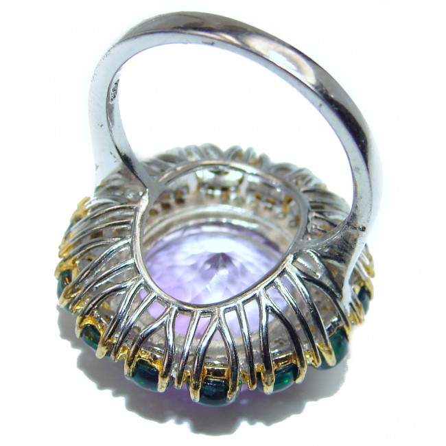 Vintage Style 18.2 carat Amethyst .925 Sterling Silver handmade Cocktail Ring s. 9 1/4