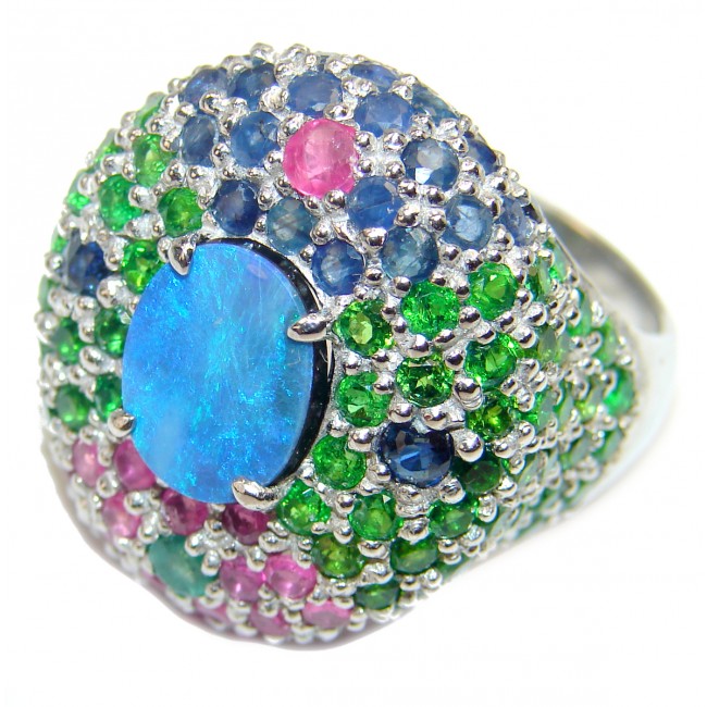 Superior quality Doublet Opal .925 Sterling Silver handcrafted Ring size 10
