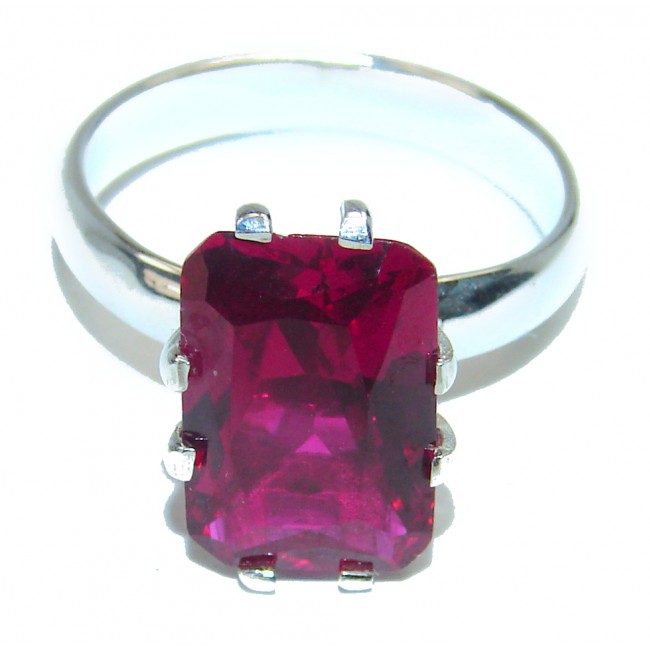 Precious Red Topaz .925 Sterling Silver Statement HUGE Ring s. 5