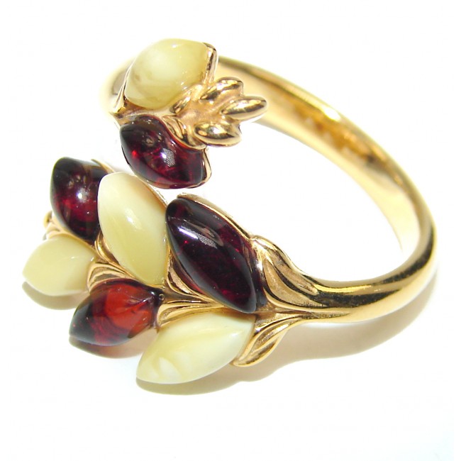 Panther Baltic Amber .925 Sterling Silver handcrafted Statement Ring size 6 1/2