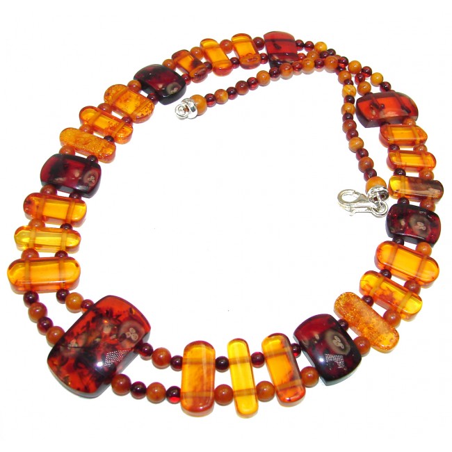 Dazzling quality Natural Polish Amber .925 Sterling Silver handcrafted necklace