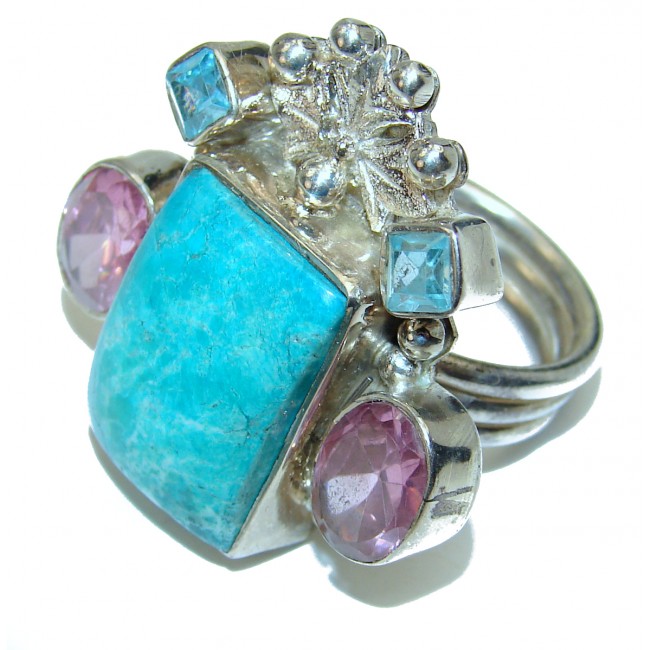 Large Ocean Breeze Amazonite .925 Sterling Silver ring s. 8