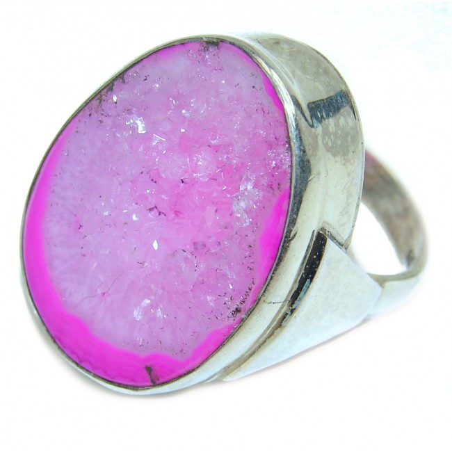 Huge Amazing Crystal Druzy Sterling Silver Ring s. 11