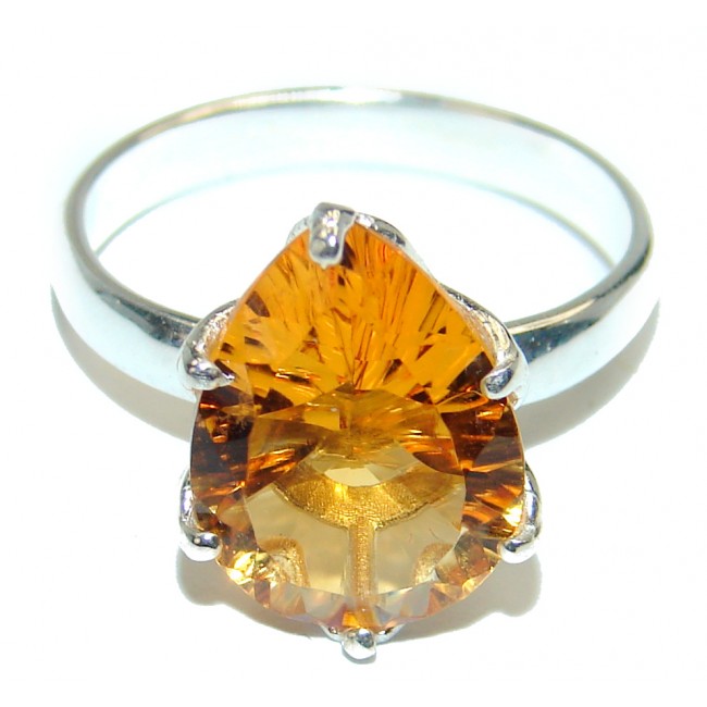 Vintage Style Citrine .925 Sterling Silver handmade Ring s. 7